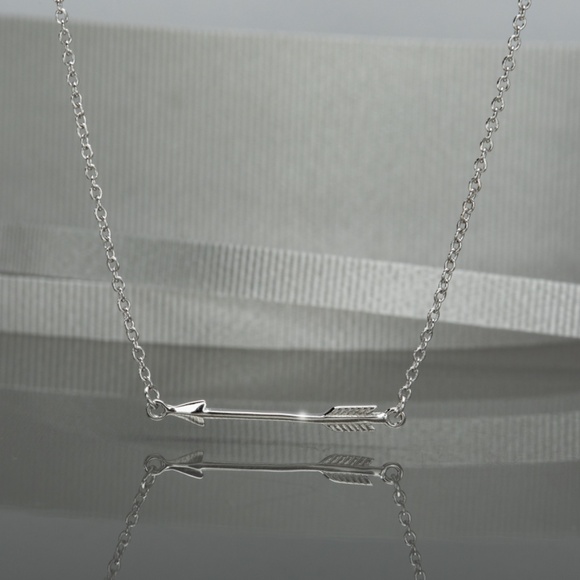 Sterling Silver Arrow Bar Necklace 17” + 1” Extender – Minimalist Layering Piece - Picture 2 of 2